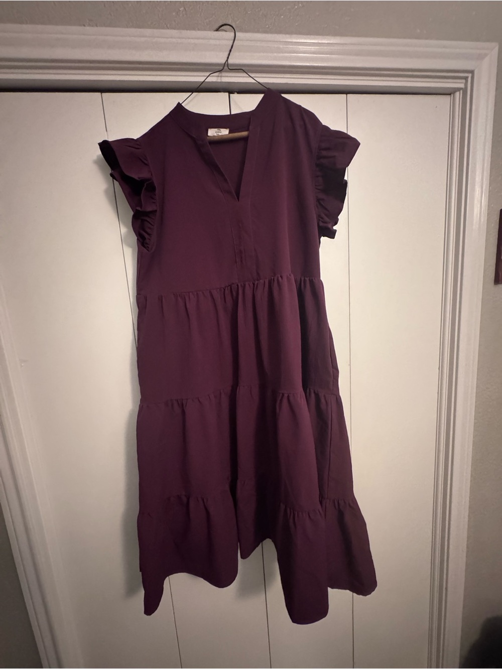 Girls' Plum Tiered Ruffle Sleeve Dress